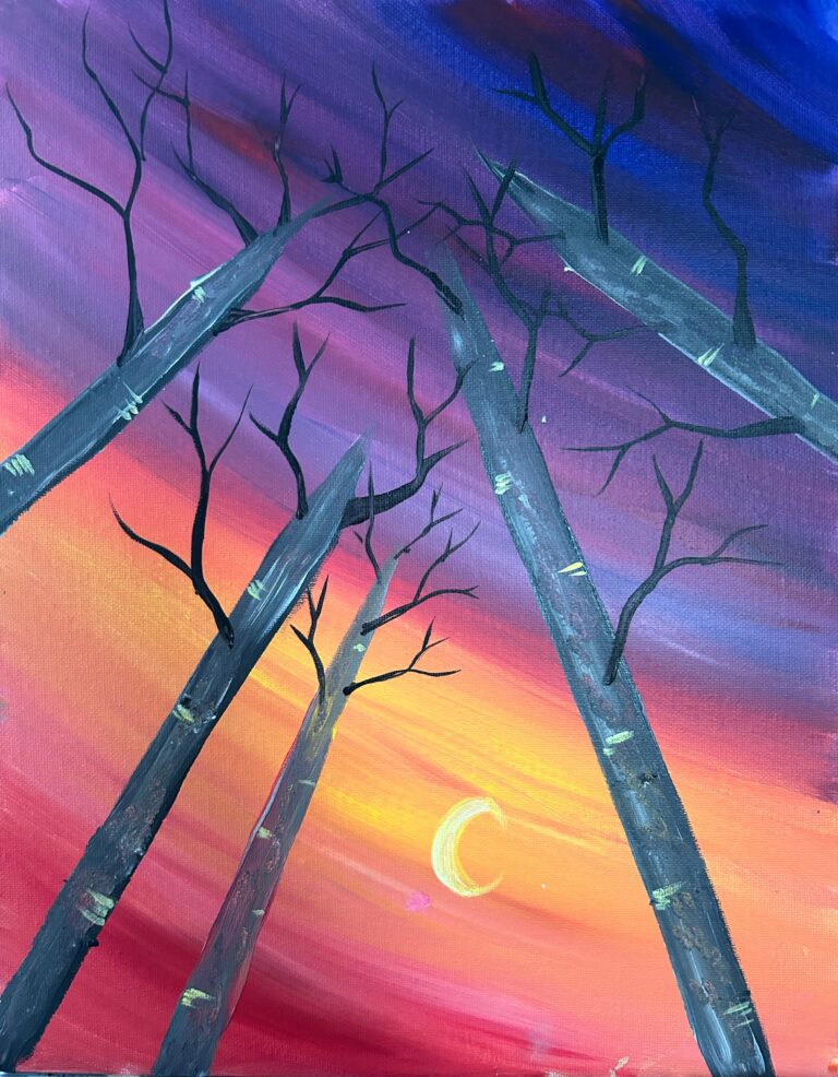 Birches at sundown